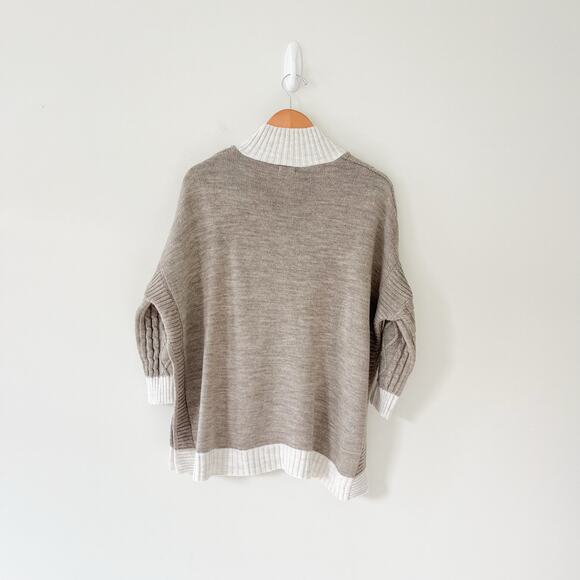 Mersea The Lisbon Traveler Mock Neck Side Slit Sweater in Driftwood and Seasalt - Picture 6 of 12